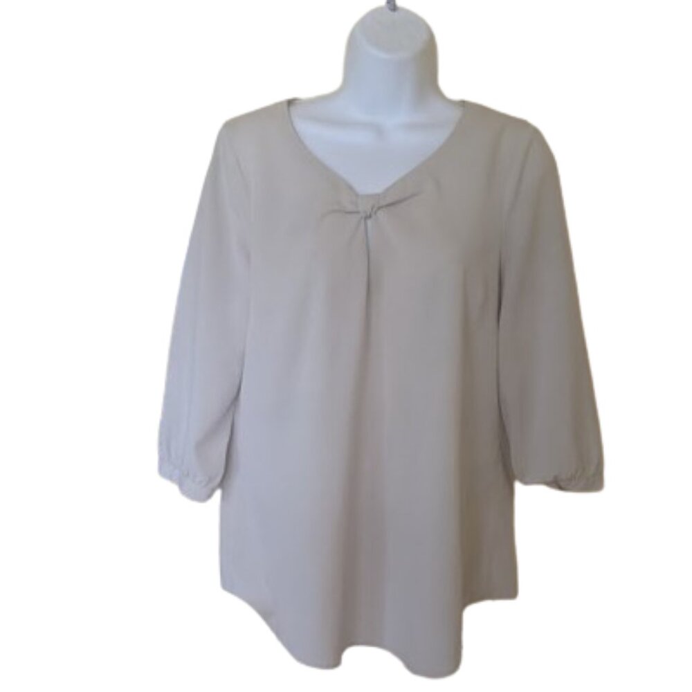---  Beige Blouse with Knot on the Front Size Large